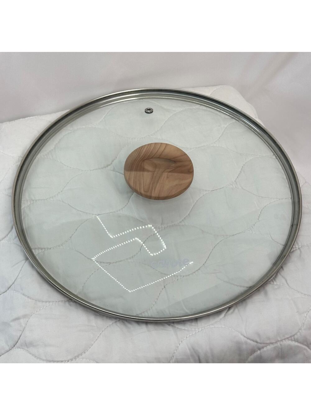 CAROTE Tempered Glass Vented Lid With Wood Handle Stainless Rim Fits 10" Pan